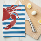Serviette bleue et blanche de crabe rouge de (Quart Plié)