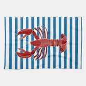Serviette bleue et blanche de homard de rayure de (Horizontal)