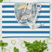 Serviette bleue et blanche de sirène et d'Ancre de (Plié)