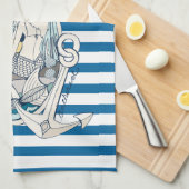 Serviette bleue et blanche de sirène et d'Ancre de (Quart Plié)