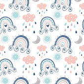 Serviette Cadeau Arc-en-Ciel Navy Rose Boho pour E