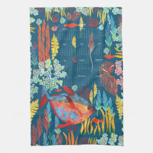 Serviette calendrier 2027 année complète bleu Sous