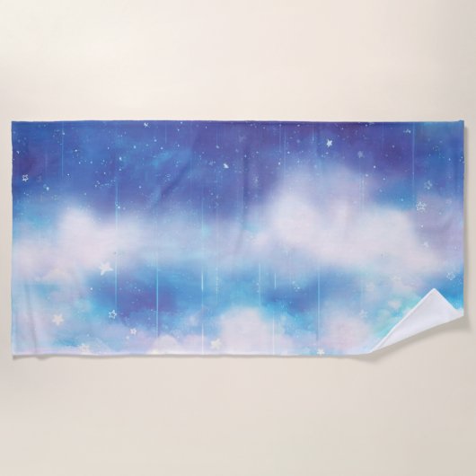 Serviette Celestial Blue Nebula Beach (Devant)