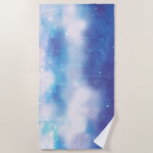 Serviette Celestial Blue Nebula Beach (Devant)