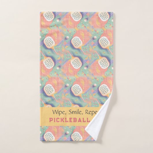 Serviette Charme Pastel de Terrain de Pickleball (Serviette à main)