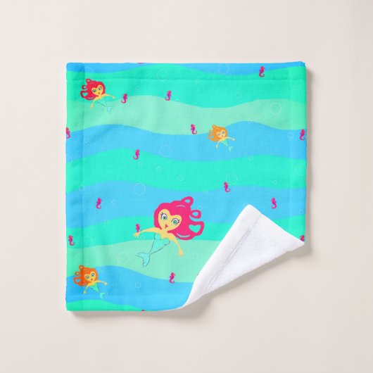 Serviette Chibi Mermaids & Seahorses (Gant de toilette)