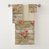 Serviette chic Cabine à fleurs de rose rouge (En situation)