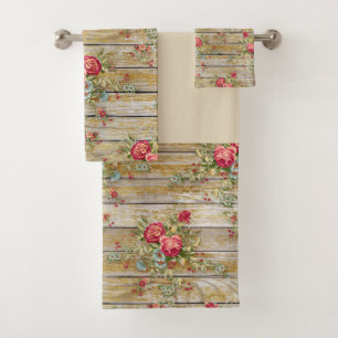 Serviette chic Cabine à fleurs de rose rouge