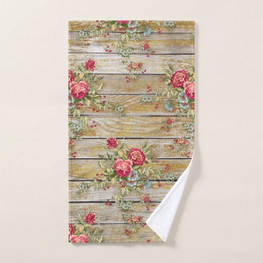 Serviette chic Cabine à fleurs de rose rouge (Serviette à main)