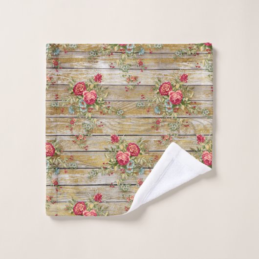 Serviette chic Cabine à fleurs de rose rouge (Gant de toilette)