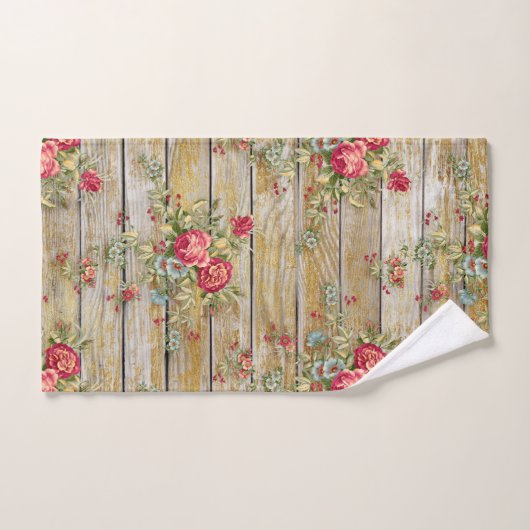 Serviette chic Cabine à fleurs de rose rouge (Serviette à main)