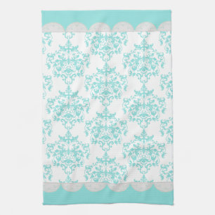Serviette Chic Turquoise & Blanche Damask