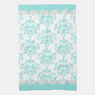 Serviette Chic Turquoise & Blanche Damask