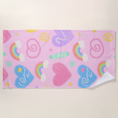 Serviette Coeur & Doodles - Style Kidcore Pastel (Devant)