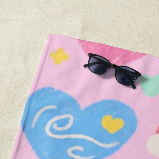 Serviette Coeur & Doodles - Style Kidcore Pastel (En situation)