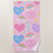 Serviette Coeur & Doodles - Style Kidcore Pastel (Devant)