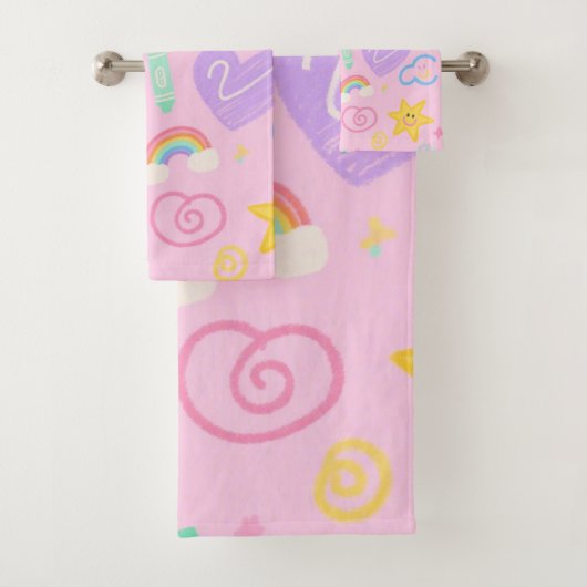 Serviette Coeur & Doodles - Style Kidcore Pastel (En situation)