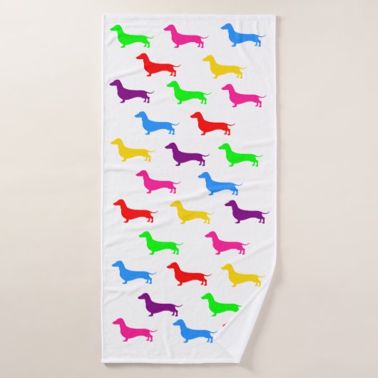 Serviette colorée Dachshund (Serviette de bain)