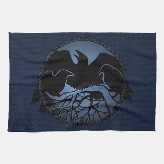 Serviette corbeau Premières nations Corbeau Art Te (Horizontal)