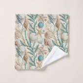 Serviette Côtière Douce Ivoire et Accent Océan Ble (Gant de toilette)