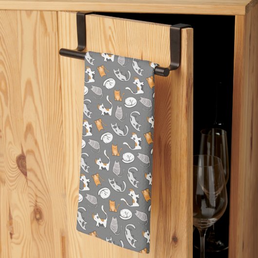Serviette Cuisine Chat (Gris) (Pliage en tiers)