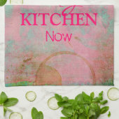 Serviette Cuisine Rose Grunge Personnalisée (Plié)