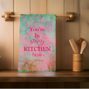 Serviette Cuisine Rose Grunge Personnalisée