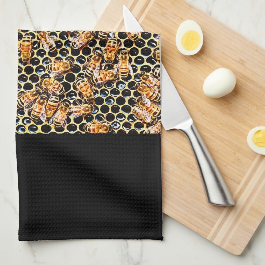 Serviette d'abeilles et de miel (Quart Plié)