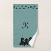 Serviette Dachshund Silhouette monogramme (Serviette à main)