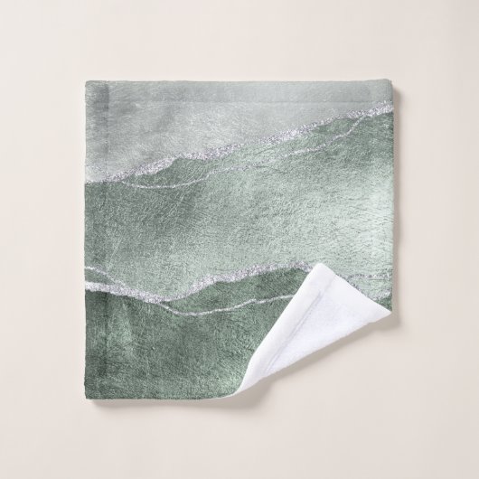 Serviette d'Agate en Argent De Sage Éthérée Modern (Gant de toilette)