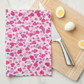 Serviette d'amour aux Coeurs roses (Quart Plié)
