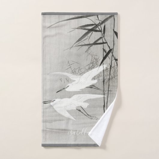 Serviette d'art asiatique Egret côtier (Serviette à main)