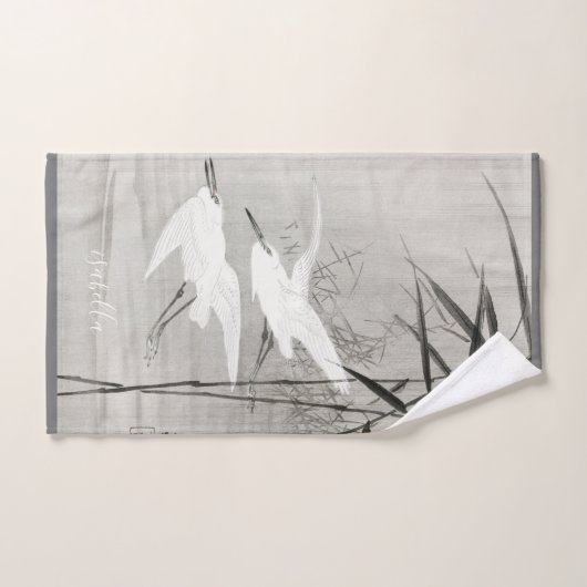 Serviette d'art asiatique Egret côtier (Serviette à main)