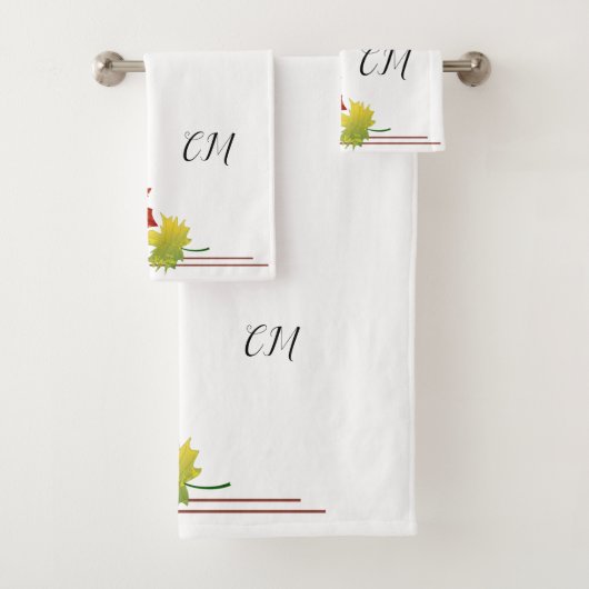 Serviette d'automne avec cadre de coin (En situation)