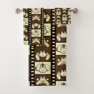 Serviette de bain 3 singes ensemble