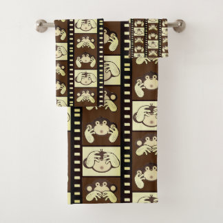 Serviette de bain 3 singes ensemble