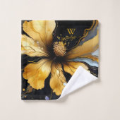 serviette de bain à bulle fleurie en marbre noir & (Gant de toilette)