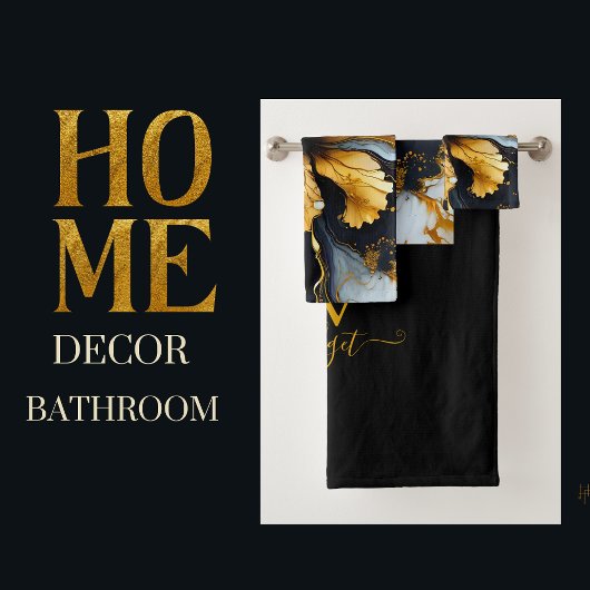 serviette de bain à bulle fleurie en marbre noir &