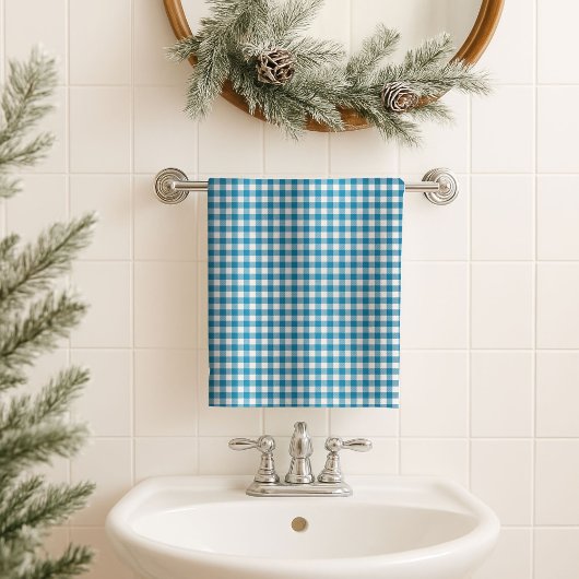 Serviette de bain à carreaux bleus, cadeau robuste