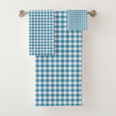 Serviette de bain à carreaux bleus, cadeau robuste (En situation)
