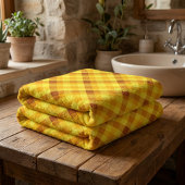 Serviette de bain à carreaux jaune vif de jaune d'