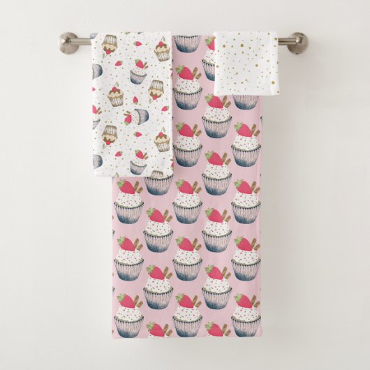 Serviette De Bain À Cupcake - Polka Rose Dot Desse (En situation)