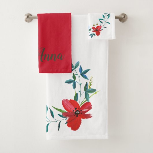 Serviette de bain à fleurs de printemps (En situation)