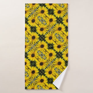 Serviette de bain à fleurs jaune