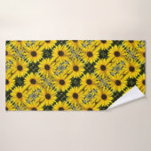 Serviette de bain à fleurs jaune (Serviette de bain)
