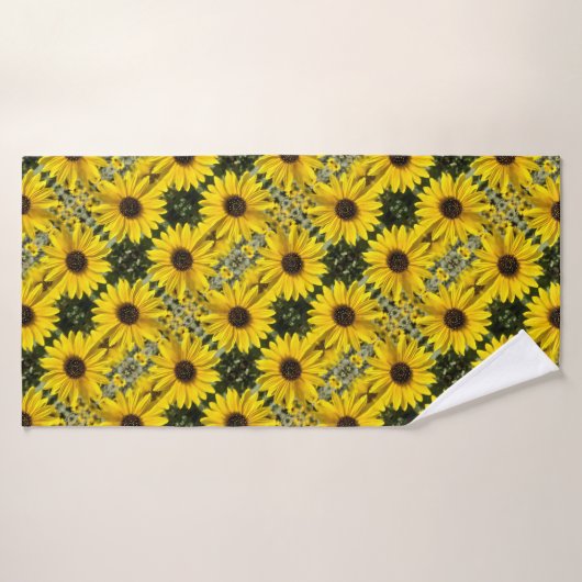 Serviette de bain à fleurs jaune (Serviette de bain)