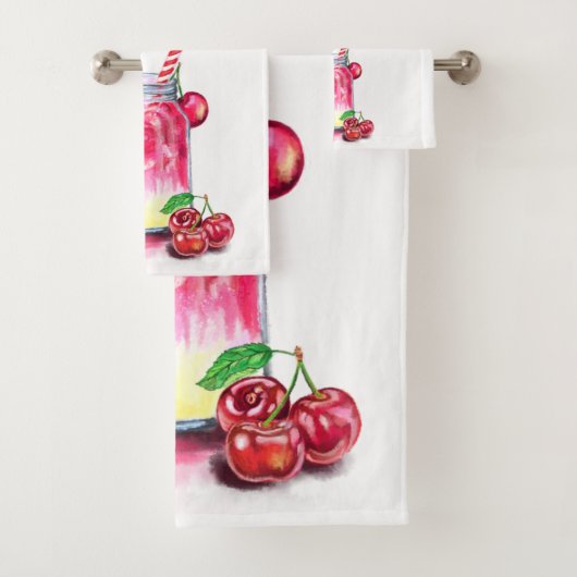 Serviette de bain à la cerise fraîche (En situation)
