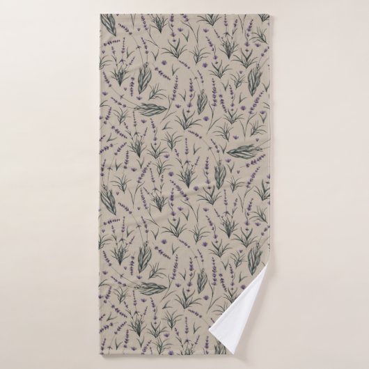 Serviette de bain à motif botanique de lavande (Serviette de bain)