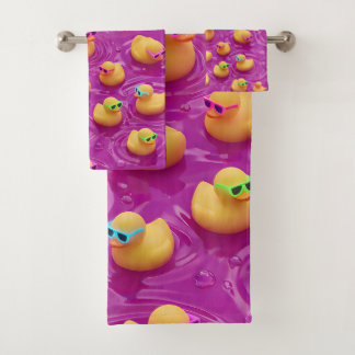 Serviette de bain à motif canard en caoutchouc ros