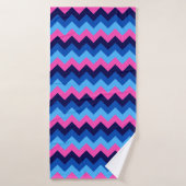 Serviette de bain à motif chevron bleu rose (Serviette de bain)
